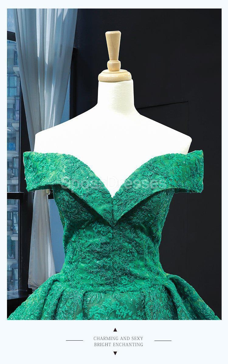 Emerald Green Sequin Off-Shoulder Long Prom Dress for Evening Party & Formal Events - Elegant Ball Gown for Homecoming, Wedding Guest & Special Occasions