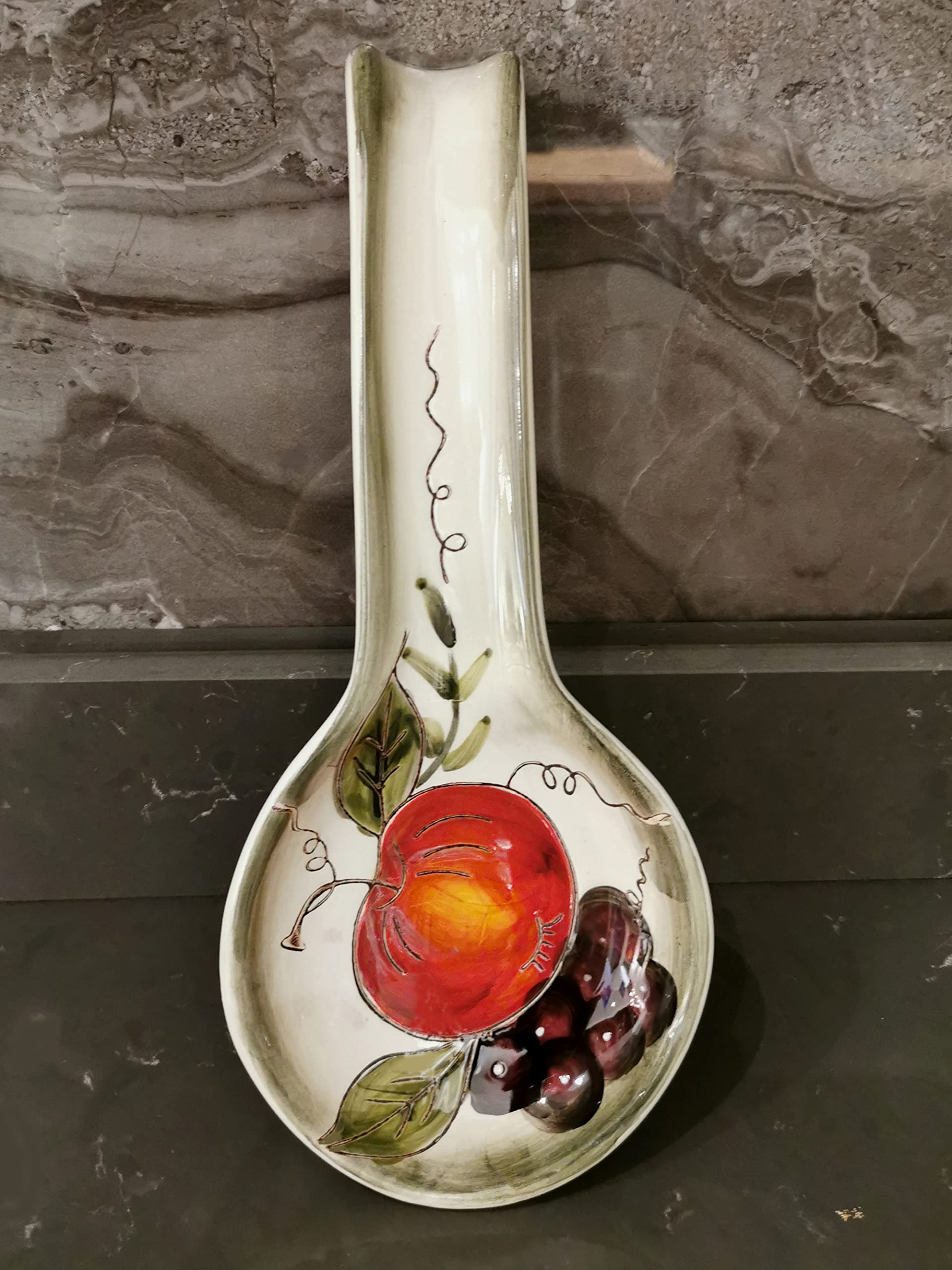 Vibrant Ceramic Spoon Rest for Countertop - Modern Farmhouse Kitchen Decor with Fruit Design | Perfect for Cooking, Serving, and Display in Kitchen, Dining Room, or as Housewarming Gift
