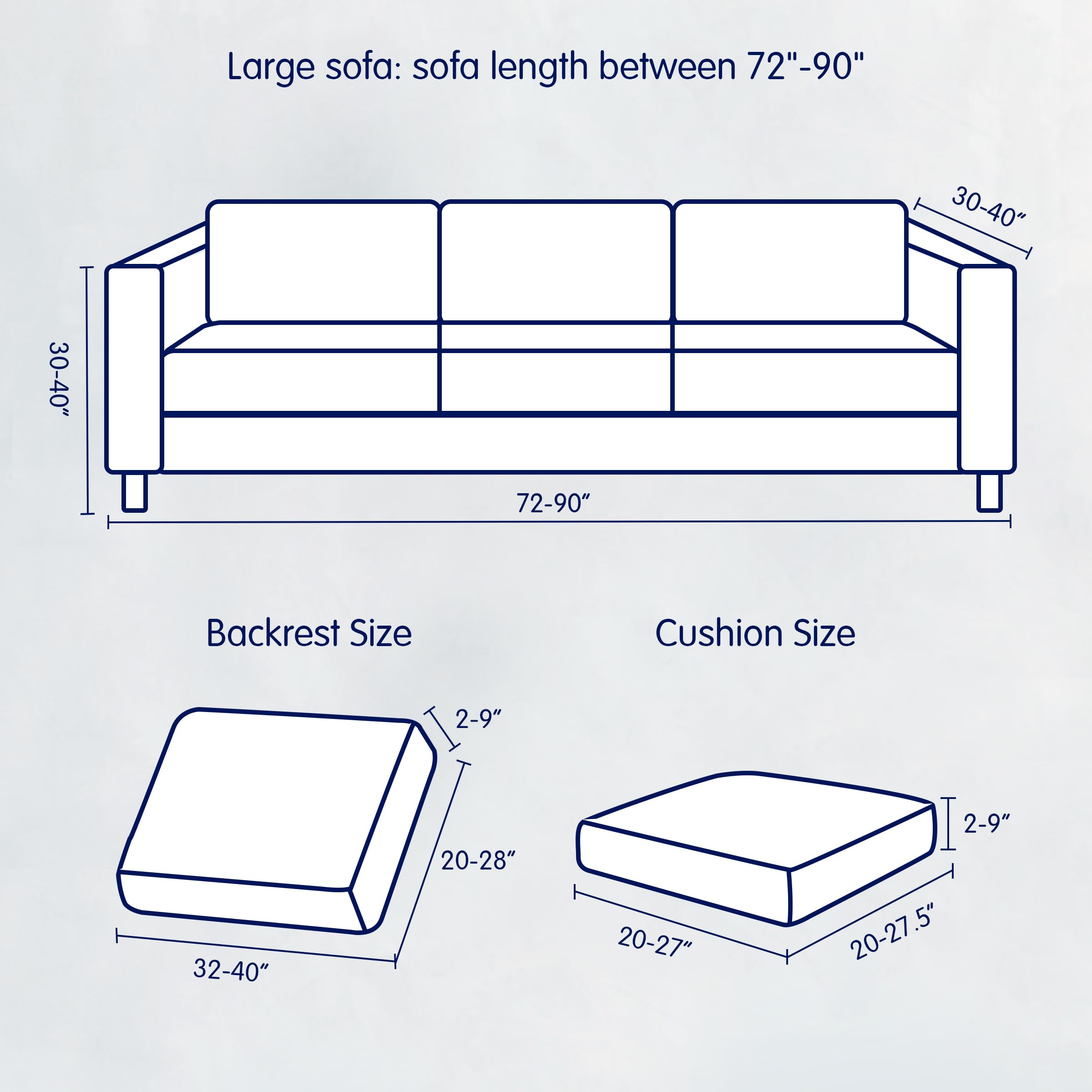 SUBRTEX 7-Piece Stretch Sofa Slipcover Set - Washable Couch Cover for 3-Cushion Sofas with Individual Backrest Covers, Steel Blue (Large) - Perfect for Living Room Furniture Protection & Home Decor Upgrade