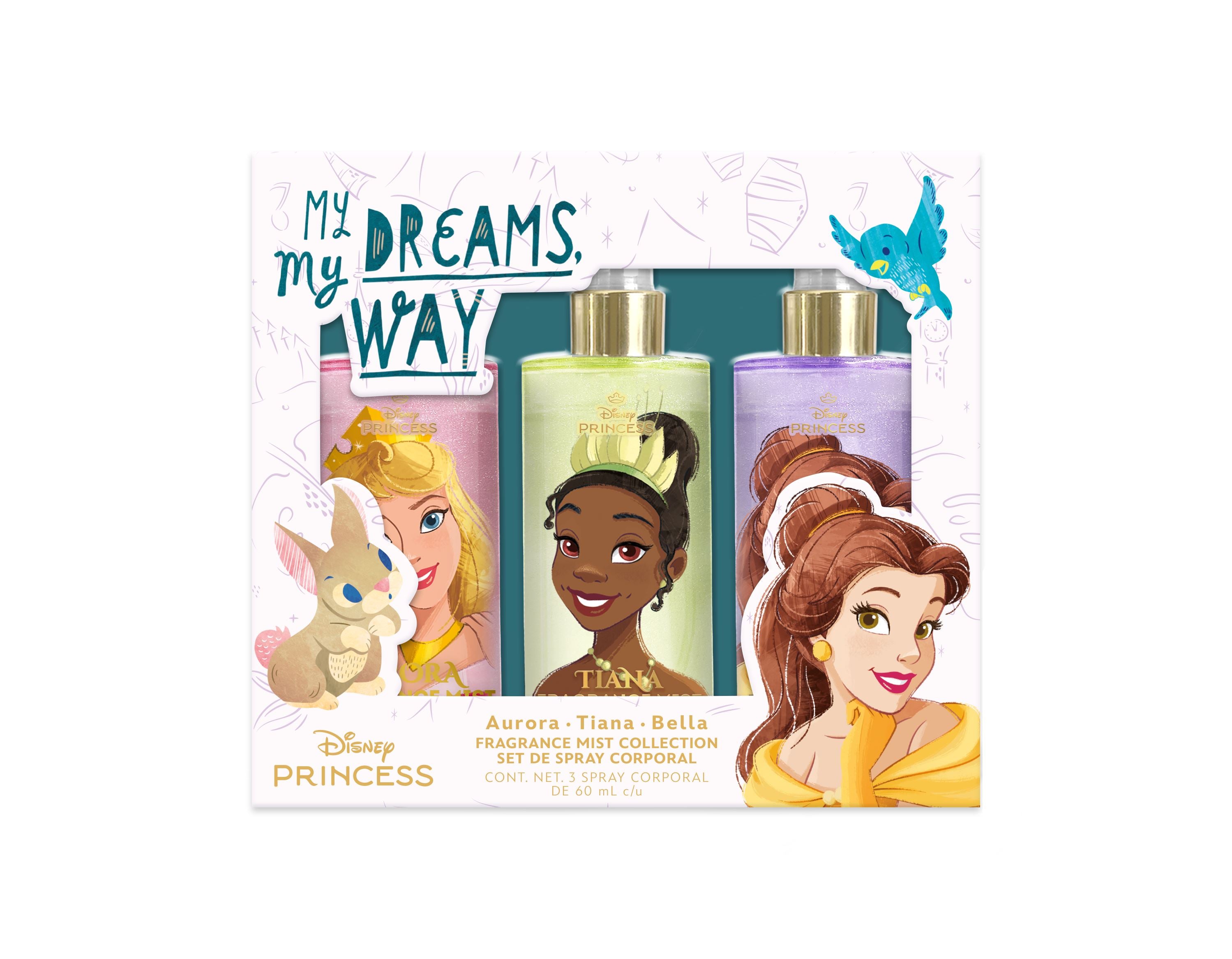 Disney Princess Glitter Fragrance Mist Gift Set - 3 Pack Body Spray for Women & Girls, Perfect for Birthday Gifts, Party Favors & Daily Use