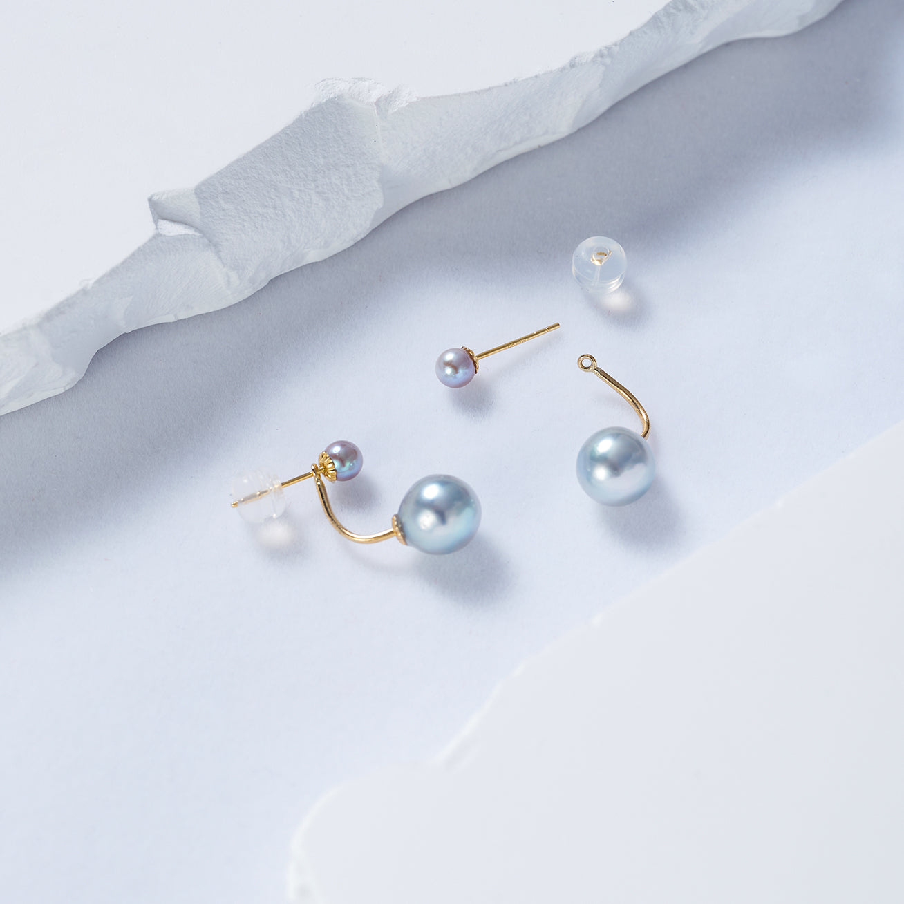 18K Gold Silver Blue Akoya Pearl Stud Earrings for Women - Luxury Japanese Pearls Jewelry Gift for Wedding, Anniversary & Special Occasions