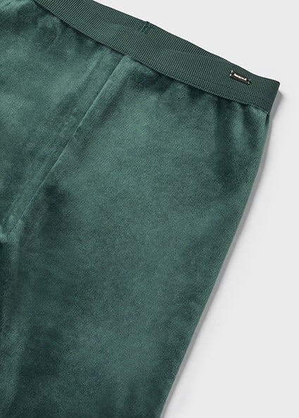 Baby Girls Velvet Leggings - Soft Stretchy Bottle Green Leg Warmers for Toddlers & Infants | Perfect for Playtime, Daycare & Winter Outfits