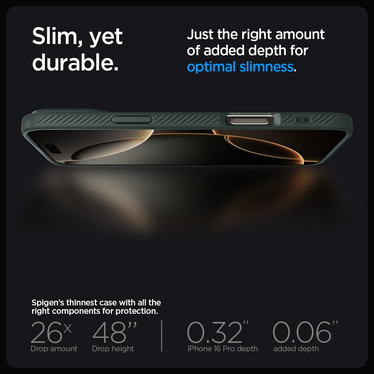 Spigen Liquid Air Armor Case for iPhone 16 Pro - Slim Protective Cover with Military-Grade Drop Protection in Abyss Green | Perfect for Everyday Use, Travel & Outdoor Activities