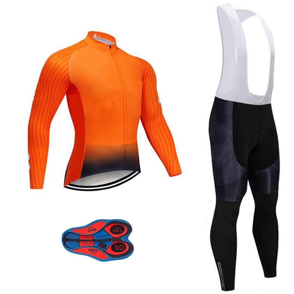 Men's Pro Cycling Jersey Set - Long Sleeve Quick Dry Bike Jacket & Bib Shorts with 9D Padding - High Performance Cycling Gear for Road Biking, Training & Outdoor Sports