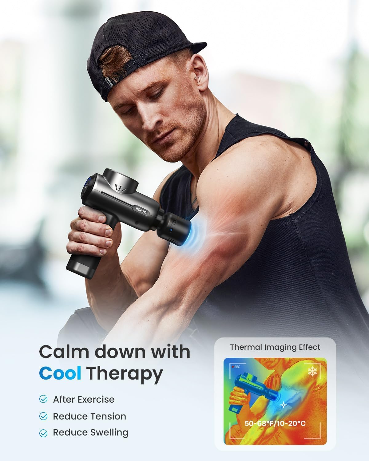 RENPHO Deep Tissue Massage Gun with Heat & Cold Therapy - Portable Percussion Muscle Massager, Bluetooth App Control, FSA/HSA Eligible, Includes Carry Case - Perfect for Athletes, Post-Workout Recovery & Mother's Day Gifts