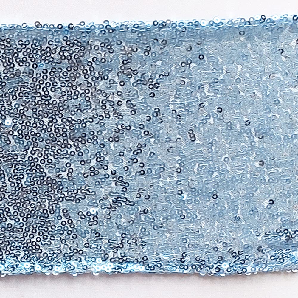 High Elastic Sequin Chair Sashes with Buckle - Soft Stretch Shining Chair Bows for Wedding, Birthday Party & Home Decoration (Light Blue, 10 Pack) - Perfect for Banquet Decor, Bridal Showers & Special Events