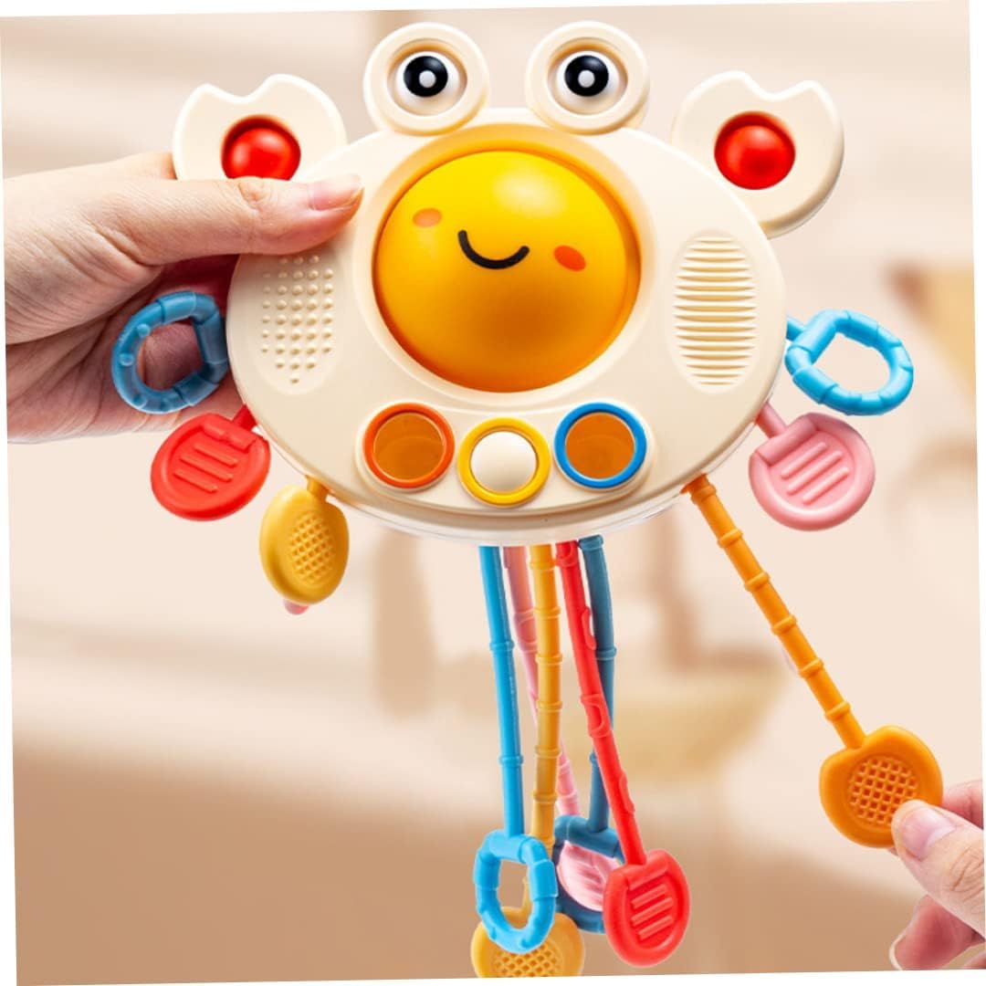 Montessori Baby Sensory Toy - Food Grade Silicone Travel Toy for Toddlers 18 Months to 3 Years | Crab Shape | Perfect for Car Rides, Airplane Travel & Early Learning Development