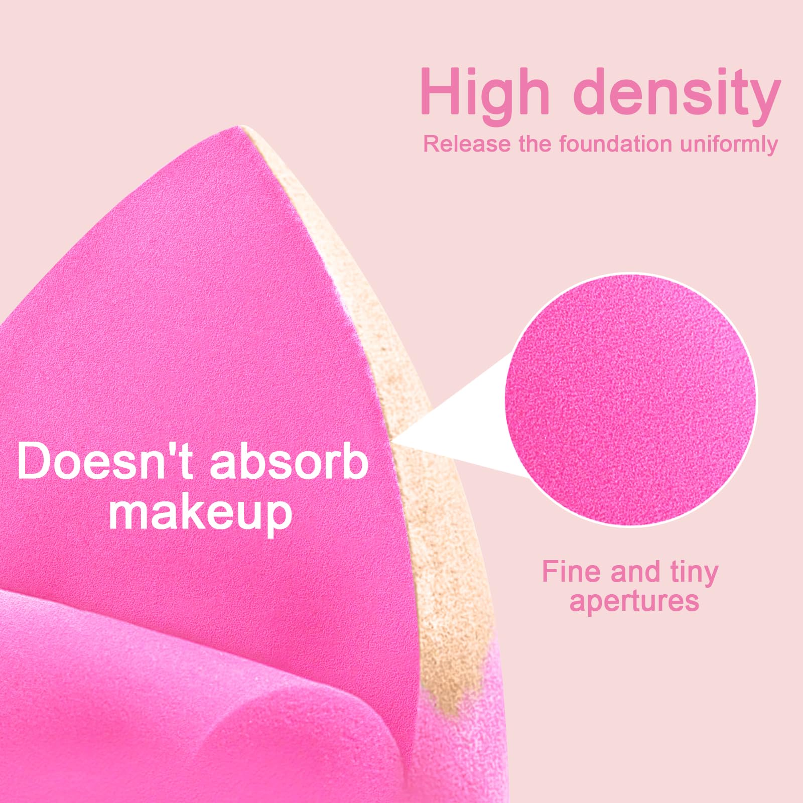 6 PCS Makeup Sponges Set - Latex Free Beauty Blender for Foundation, Liquid, Cream & Powder - Soft Pink Blending Sponge for Flawless Makeup Application - Perfect for Daily Use, Travel & Professional Makeup Artists