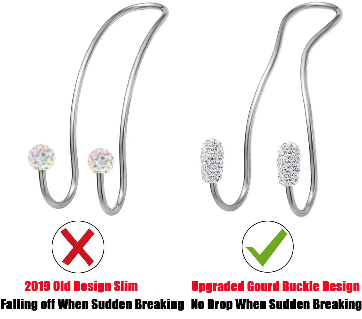 MTGOCHA Bling Rhinestone Car Seat Hooks - Universal Metal Car Headrest Hanger for Purse, Bag & Shopping - Durable Silver Car Accessories for Women - Perfect for Road Trips, Grocery Shopping & Daily Commute