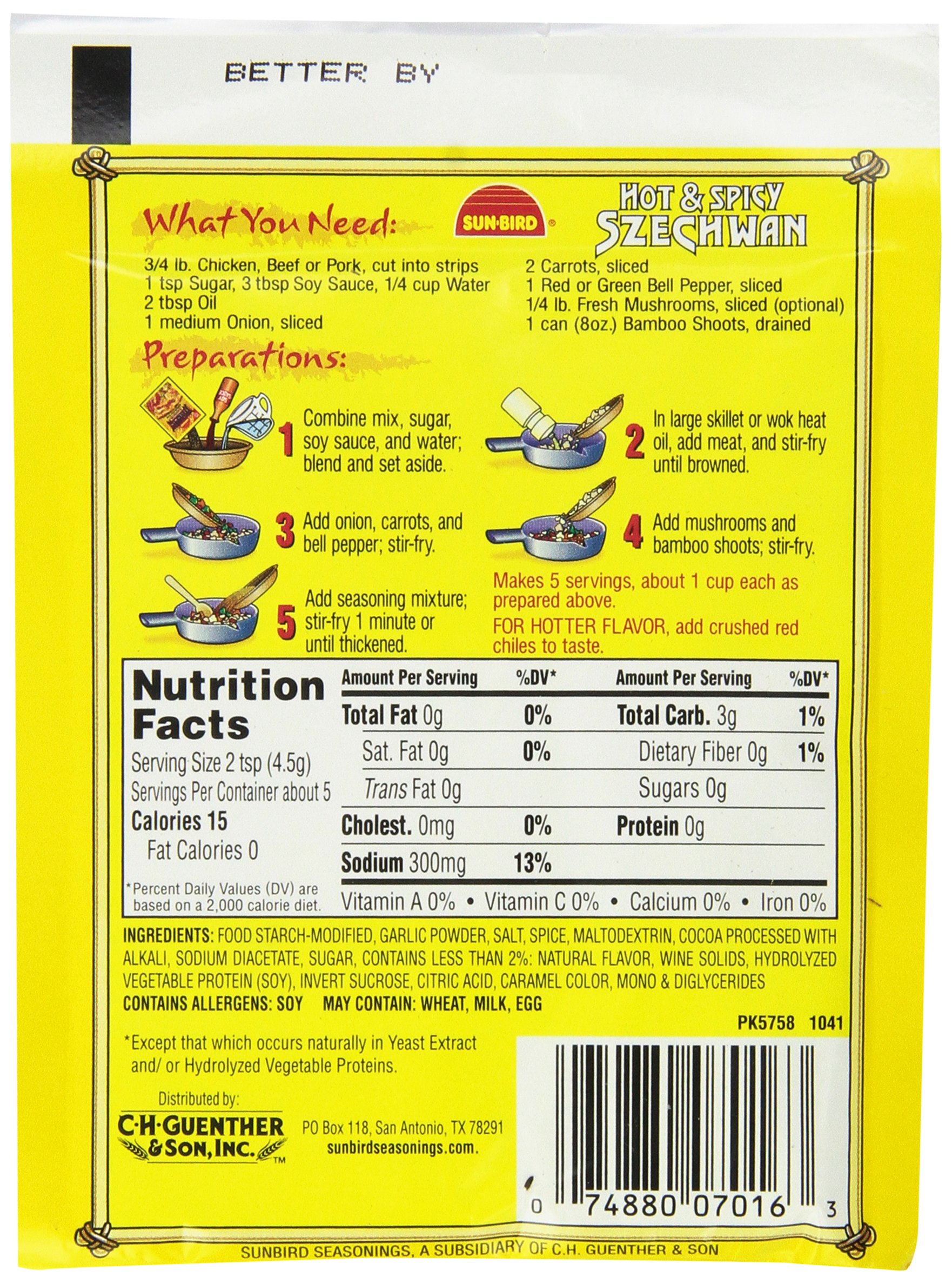 Sun Bird Hot & Spicy Szechuan Seasoning Mix - Authentic Asian Flavor, No MSG, 0.75oz (24 Pack) | Perfect for Stir-Fry, Noodles & Chinese Cooking