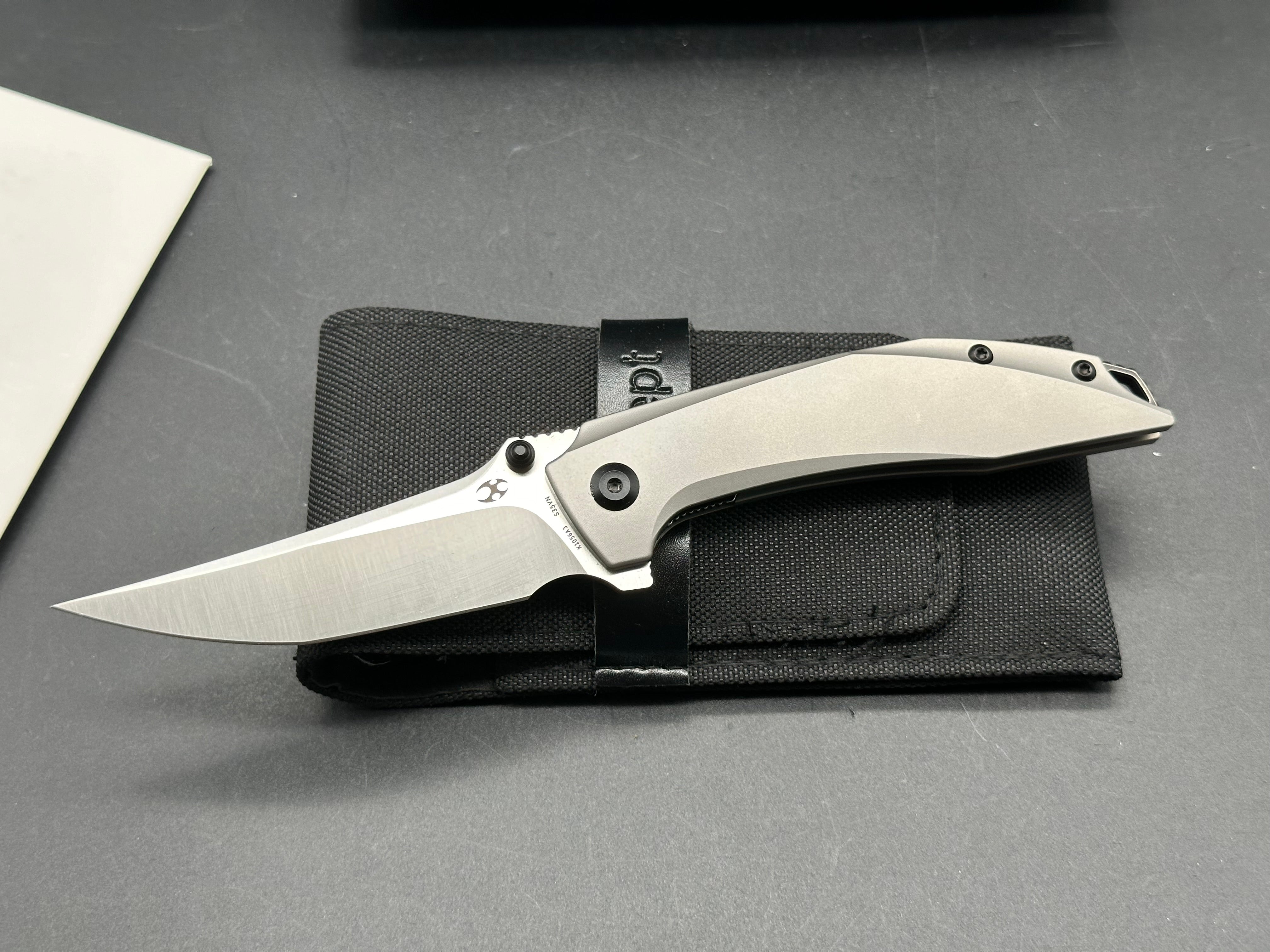 KANSEPT BAKU Titanium Folding Knife with S35VN Plain Edge - EDC Pocket Knife for Outdoor Camping, Hiking & Survival Gear