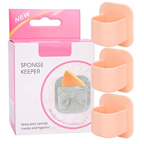 Premium Cosmetic Sponge Holder - Reusable Makeup Sponge Stand with Removable Adhesive Back - Nude Pink Organizer for Beauty Blenders & Makeup Tools - Perfect for Vanity, Bathroom & Travel Use