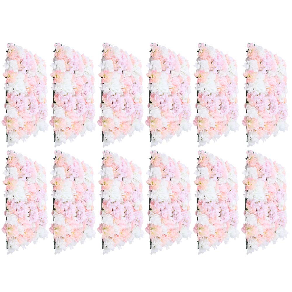12pcs Artificial Silk Rose Flower Wall Panels - 24