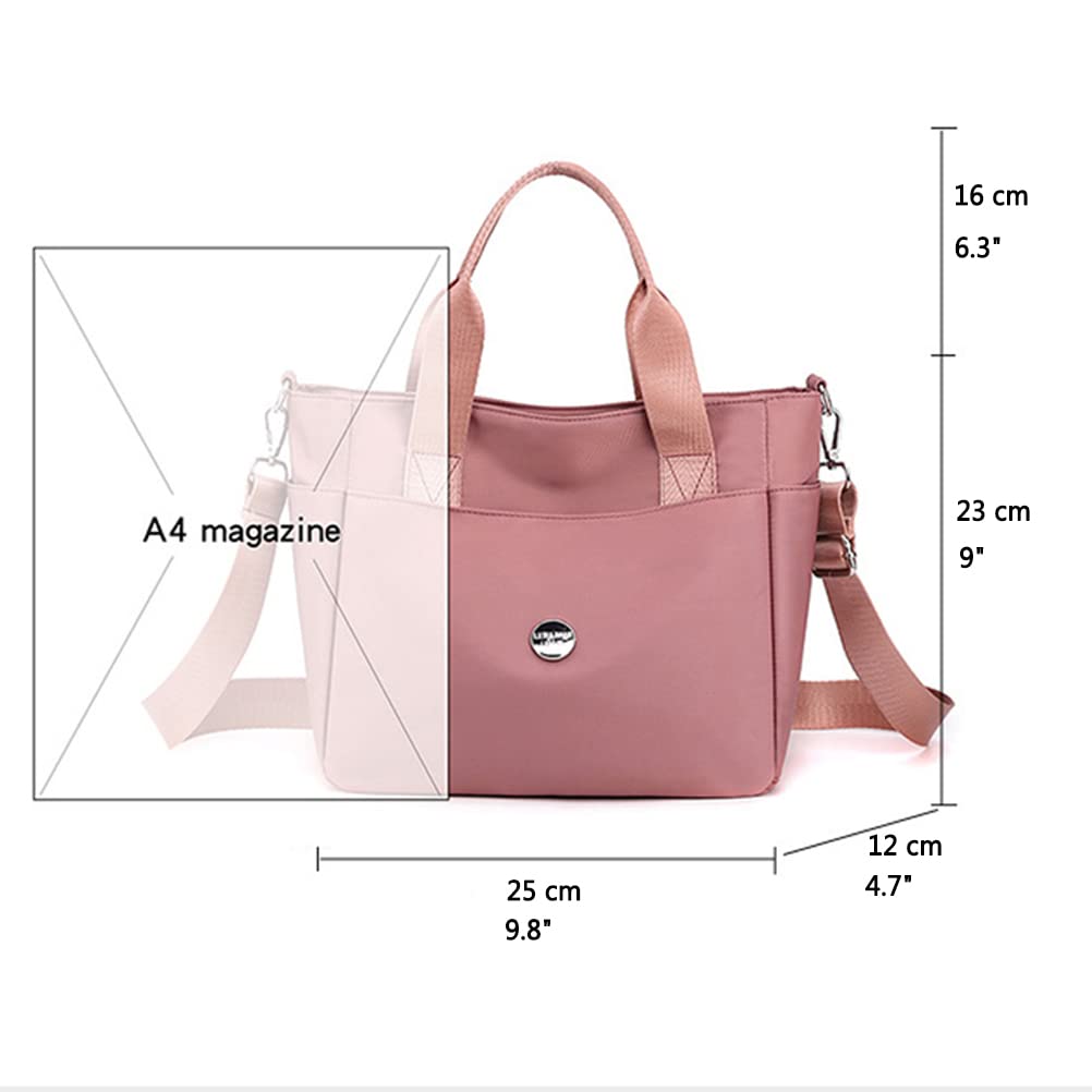 Waterproof Nylon Tote Bag for Women - Crossbody Shoulder Bag with Zipper Pocket - Lightweight Casual Purse for Work, Travel & Shopping