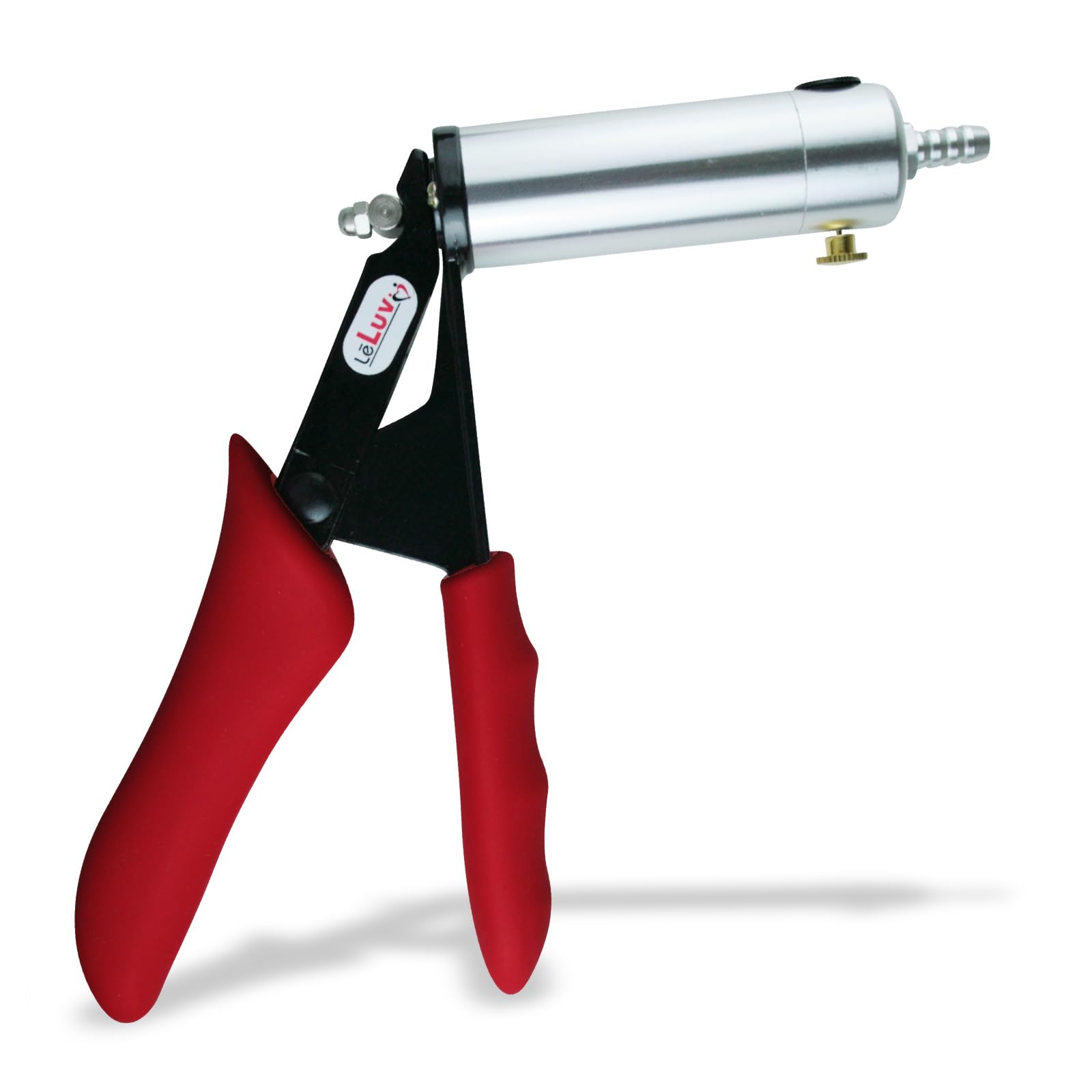 LeLuv Ultima Vacuum Pump Handle - Premium Aluminum Silver Chamber with Comfortable Red Padded Rubber Grips for Enhanced Performance | Perfect for Physical Therapy, ED Treatment & Muscle Recovery
