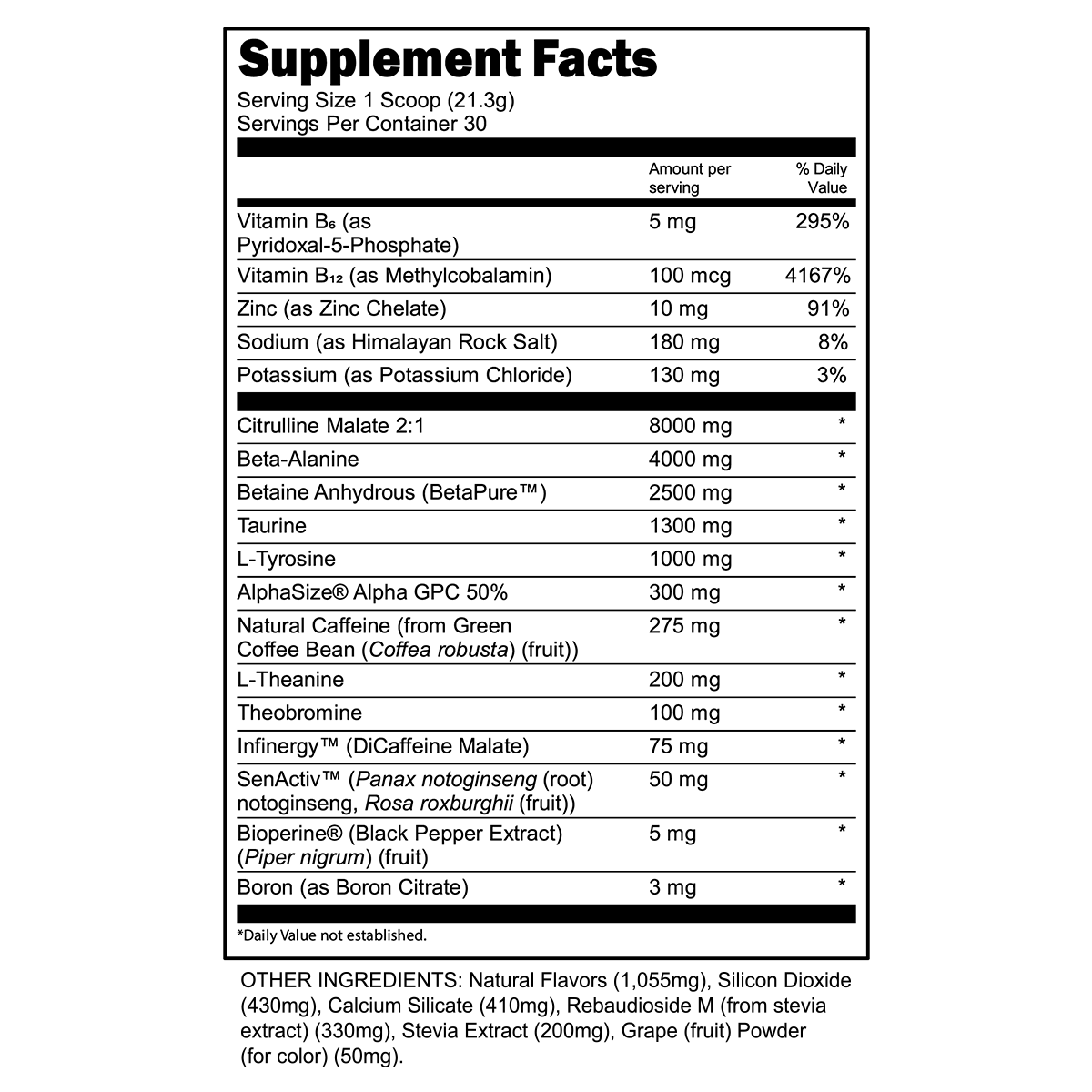 Premium Bulk Black Pre Workout Powder - Energy & Endurance Booster for Gym, Fitness & Bodybuilding | 30 Servings