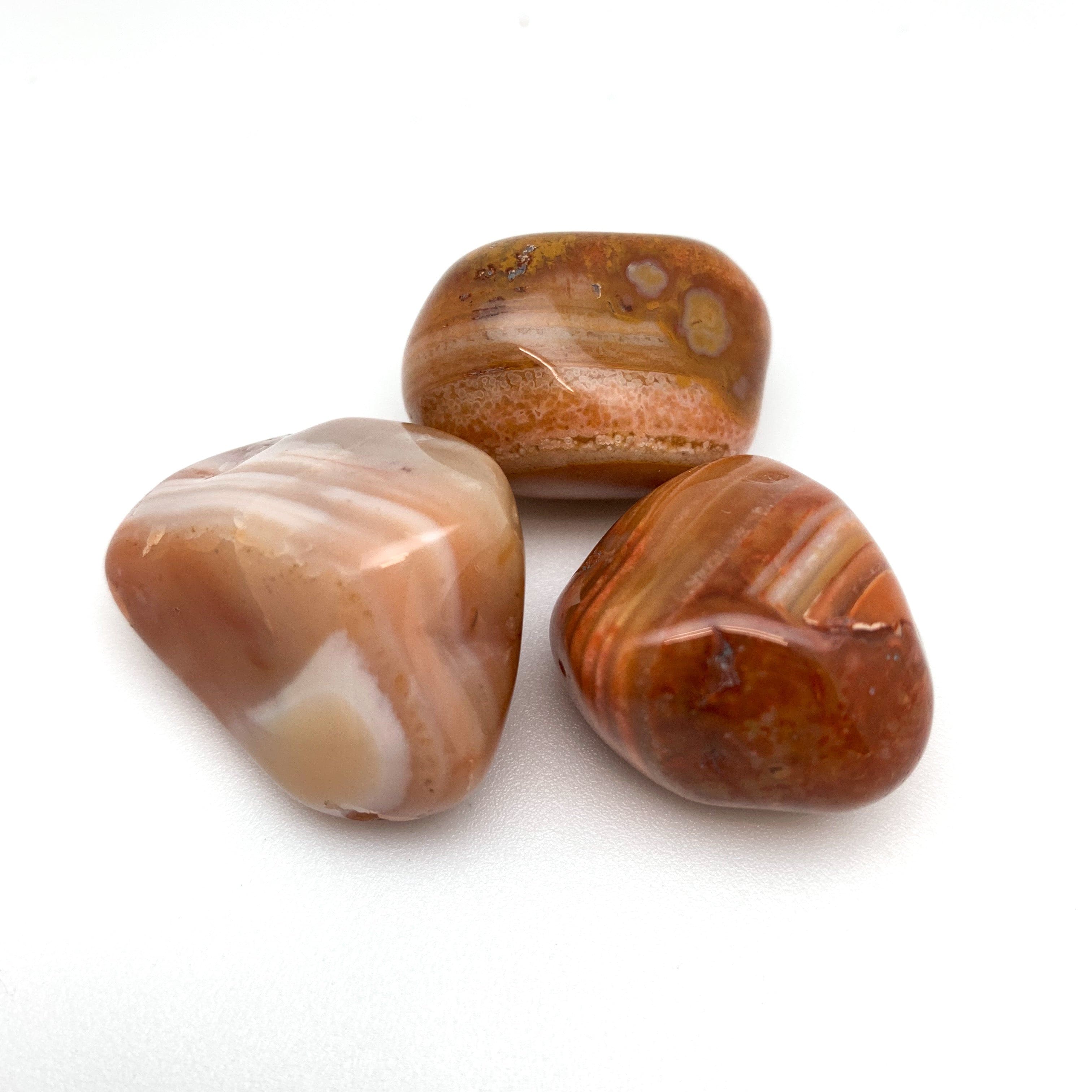 Healing Banded Carnelian Tumbled Pocket Stone - Natural Gemstone for Stress Relief, Meditation & Positive Energy - Perfect for Home, Office & Travel