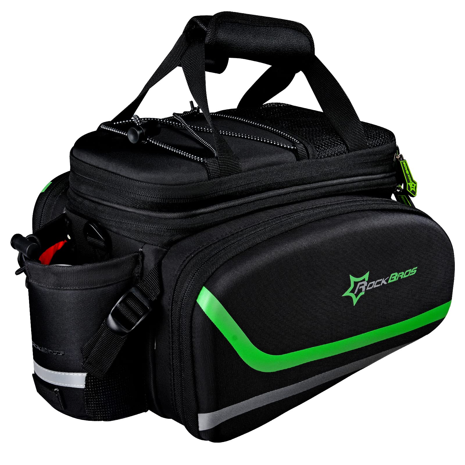 ROCKBROS Waterproof Bike Panniers - Rear Bicycle Rack Bag for Commuting, Touring & Travel - Durable Cargo Carrier with Reflective Strips (Green) - Perfect for Daily Commute, Camping Trips & Grocery Shopping