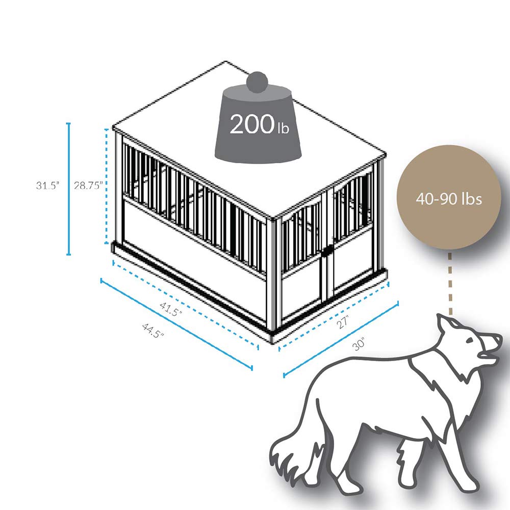 Extra Large Wooden Pet Crate & End Table in Espresso Finish - Stylish Furniture for Dogs & Cats - Perfect for Living Room, Bedroom or Office Decor