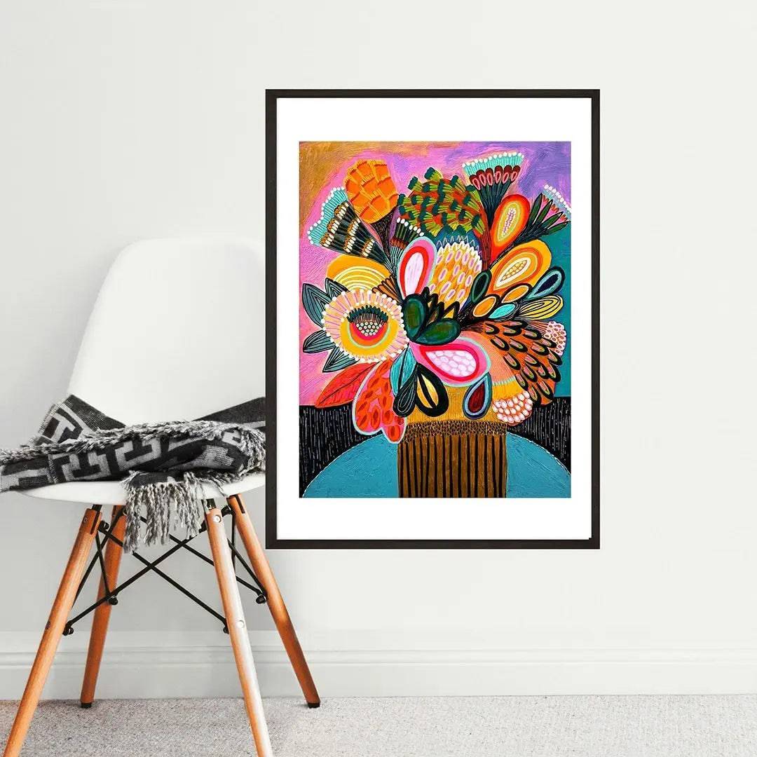 Vibrant Floral Still Life Wall Art Print - Perfect for Living Room, Bedroom & Office Decor