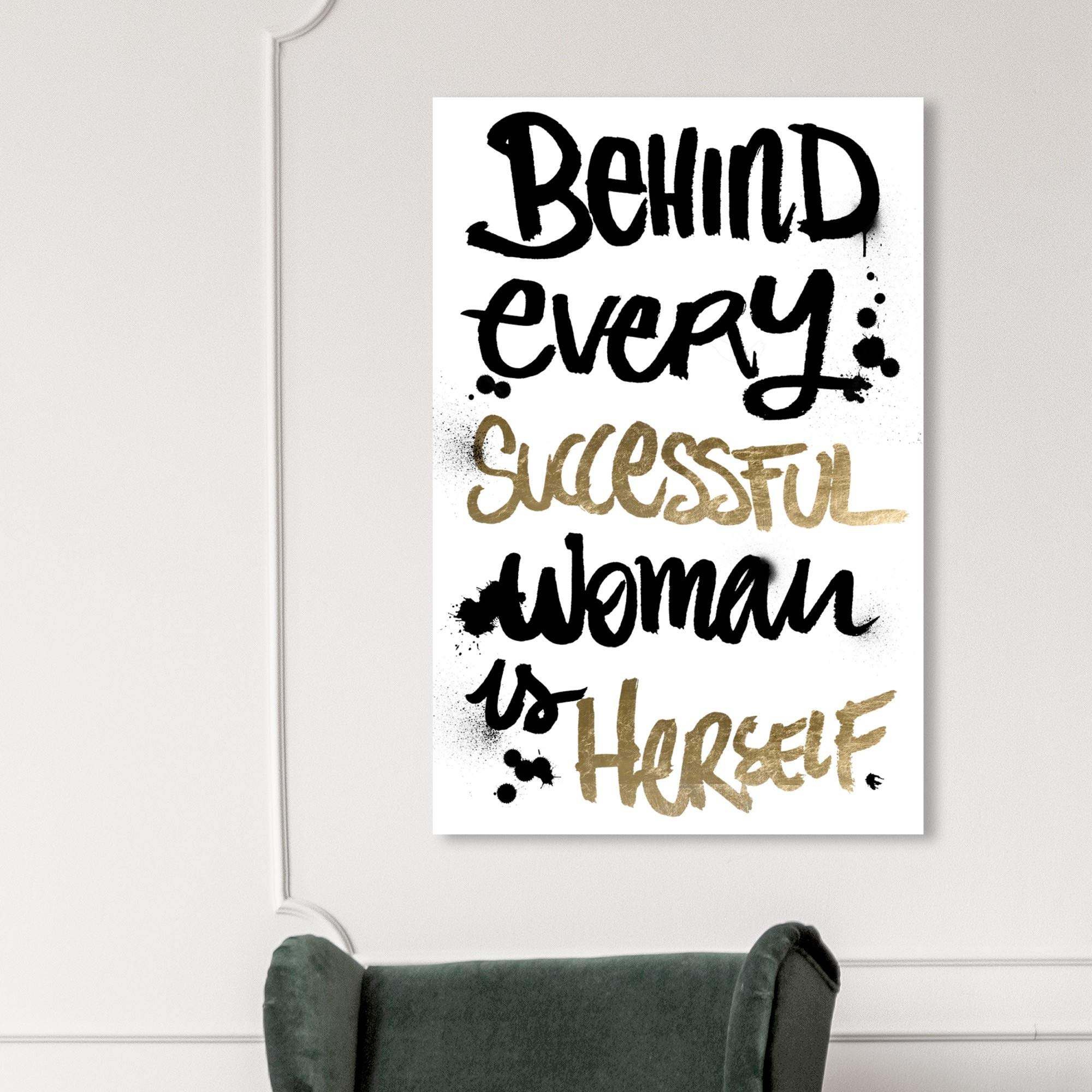 Oliver Gal Artist Co. 'Successful Woman' Motivational Wall Art Canvas Print - Gray 30x45 Inches - Inspirational Home & Office Decor for Women Entrepreneurs