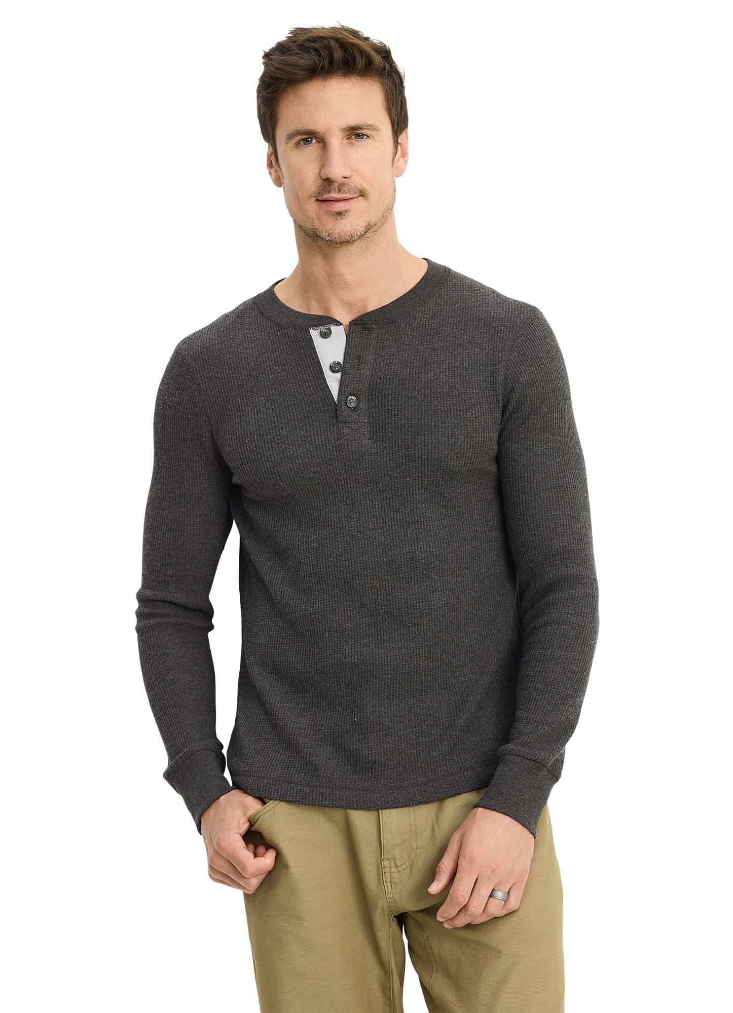 Jockey Men's Baselayer Long Sleeve Waffle Henley Shirt - Thermal Underwear for Cold Weather, Moisture Wicking & Breathable - Perfect for Winter Sports, Hiking & Layering