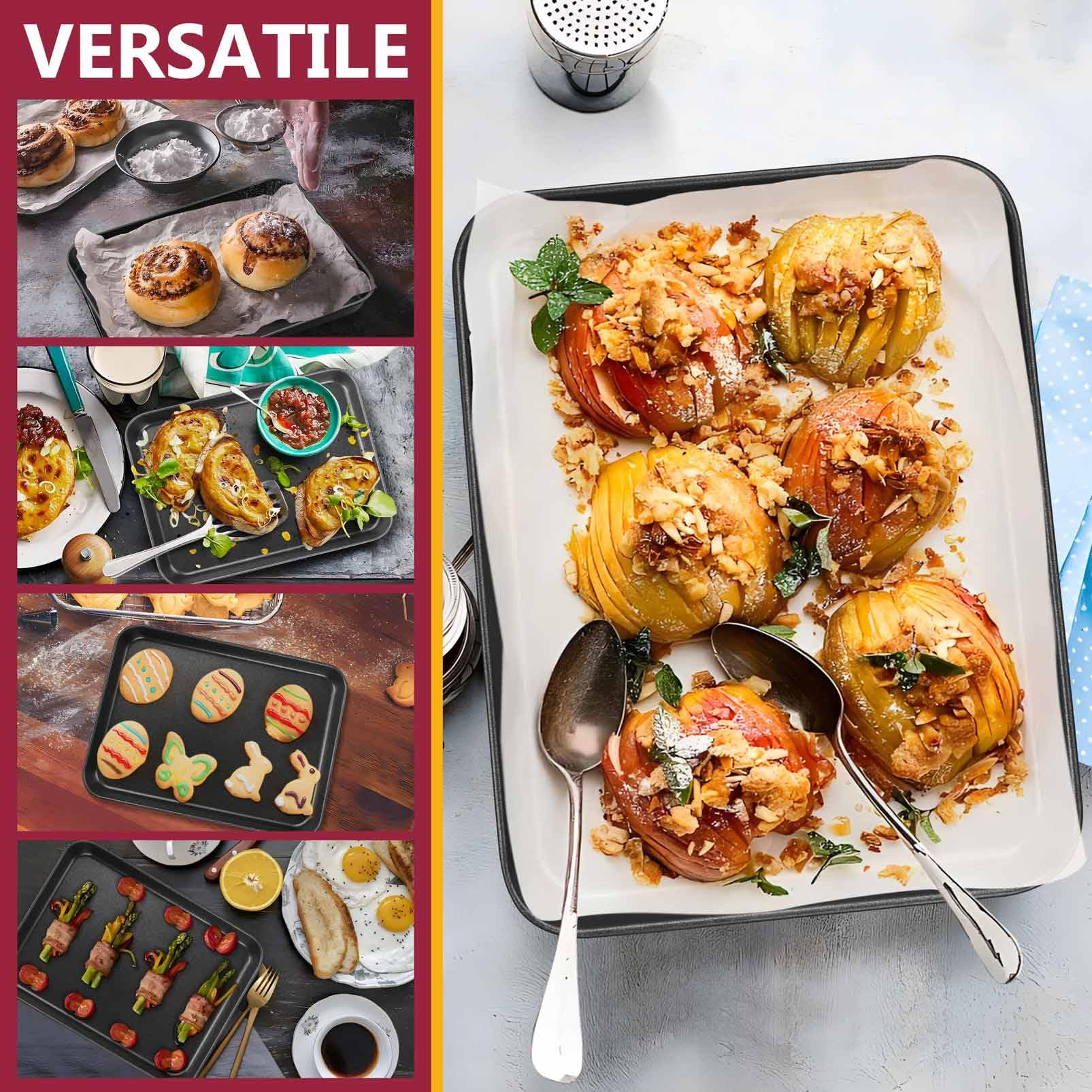 P&P CHEF Carbon Steel Toaster Oven Baking Pan - 10.5 x 8 Inch Nonstick Cookie Sheet for Cookies, Meats & More - Durable, Healthy & Easy Clean - Perfect for Small Batch Baking, Roasting & Meal Prep