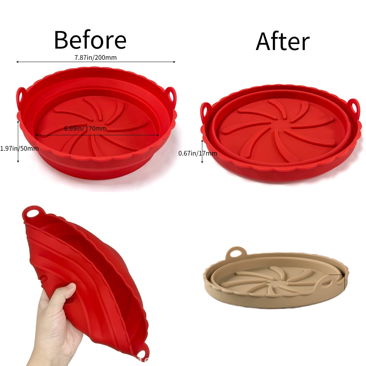 2-Pack Reusable Silicone Air Fryer Liners - 7.87 Inch Round Non-Stick Basket for Cooking, Baking & Frying | Foldable Microwave & Oven Safe Accessories | Perfect for Chicken Wings, French Fries & Healthy Meals
