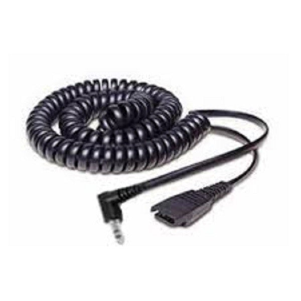 Jabra QD Replacement Cord for Panasonic Headsets - 2m Coiled Cable with 2.5mm Plug - Perfect for Office, Call Center & Remote Work Connectivity