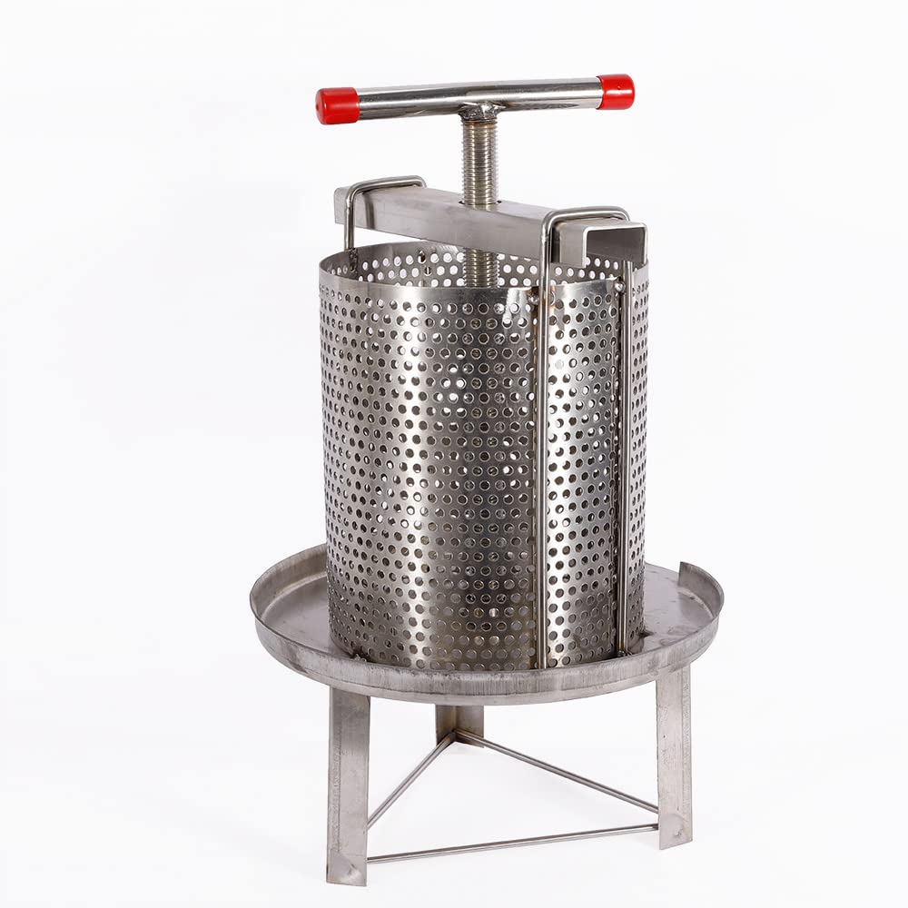 3.2 Gallon Fruit Wine Press - Manual Apple Cider & Honey Extractor for Beeswax, Juice Making - Perfect for Home Brewing, Winemaking & Natural Juice Extraction (Style 1)