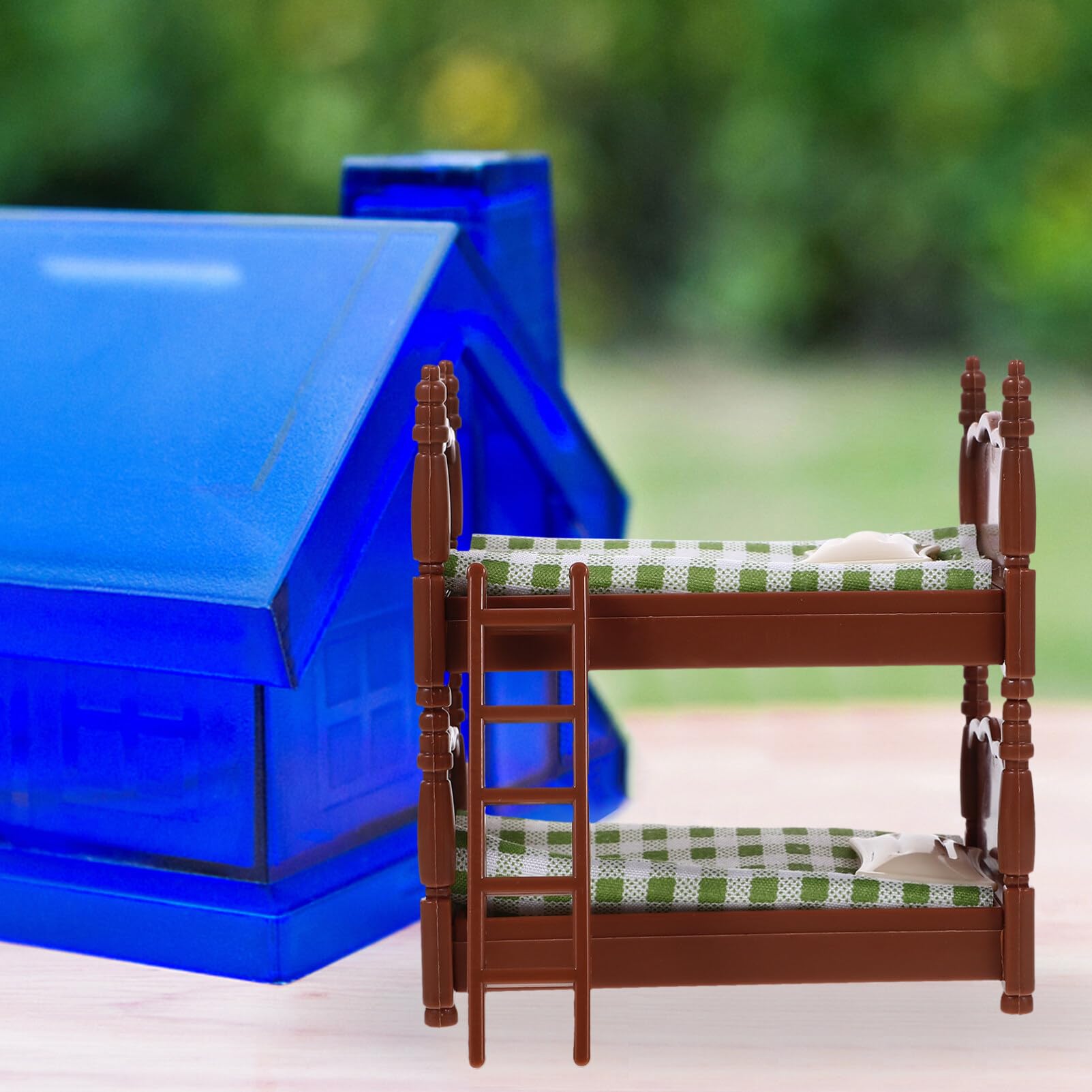 Zerodeko 1:12 Scale Dollhouse Bunk Beds Set with Ladder - Miniature Wooden Bunk Bed Furniture for Doll House Decor - Perfect for DIY Dollhouse Projects, Kids Playrooms & Collectors Display