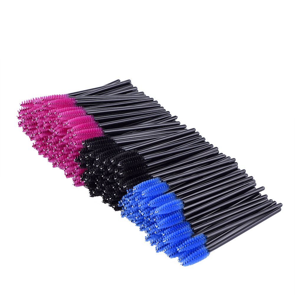 200 Pcs Disposable Mascara Wands - Eyelash Brushes & Makeup Applicators Set (Rose Red, Blue, Black) - Perfect for Salon, Lash Extensions & DIY Beauty at Home