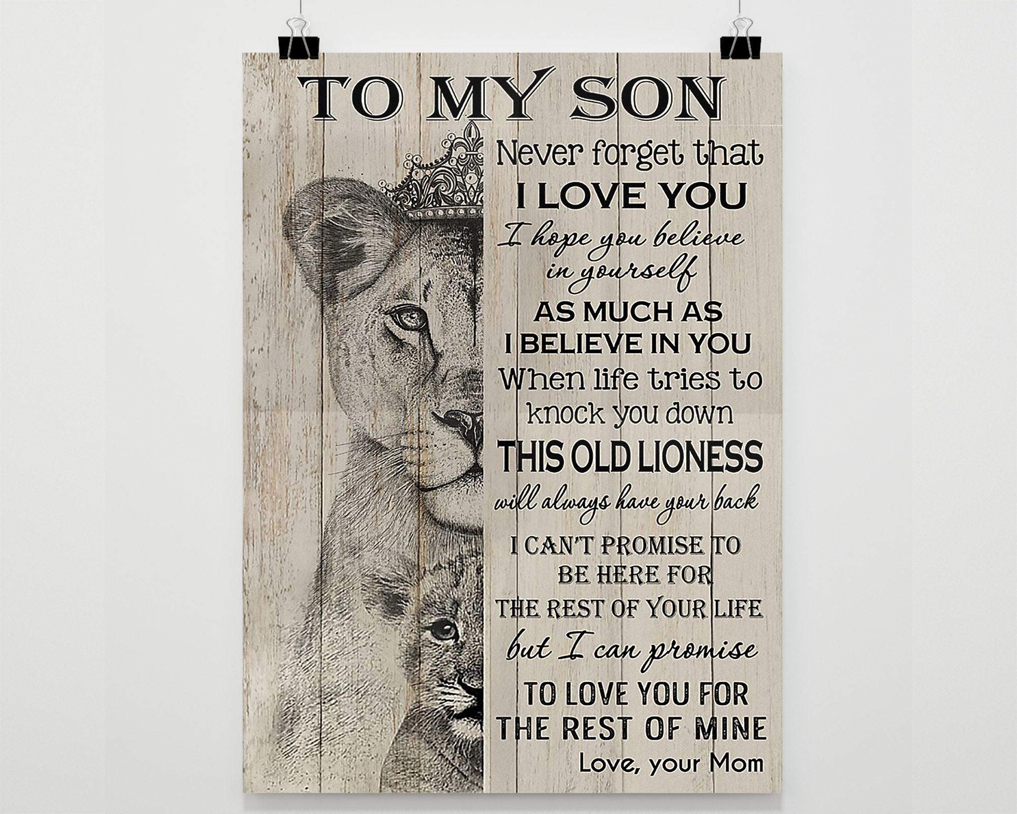 Lion Poster Gift for Son - Birthday Decor & Mom's Love