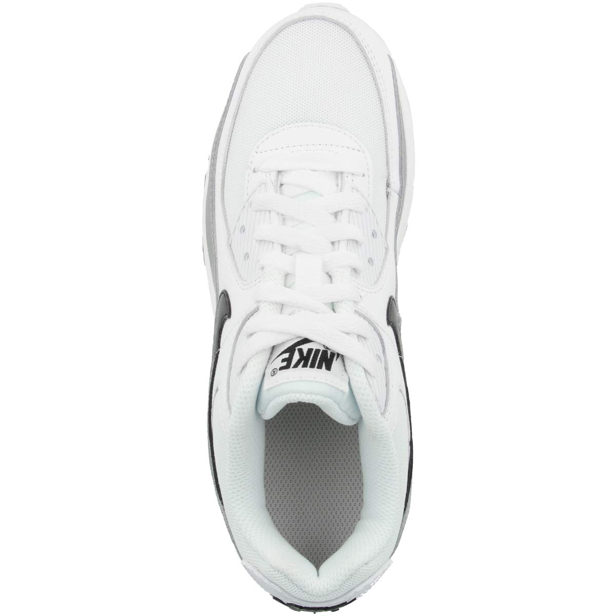 Nike Youth Air Max 90 GS Leather & Textile Sneakers - White & Black Running Shoes for Kids - Size 5 US - Comfortable Athletic Footwear for School, Sports & Everyday Wear
