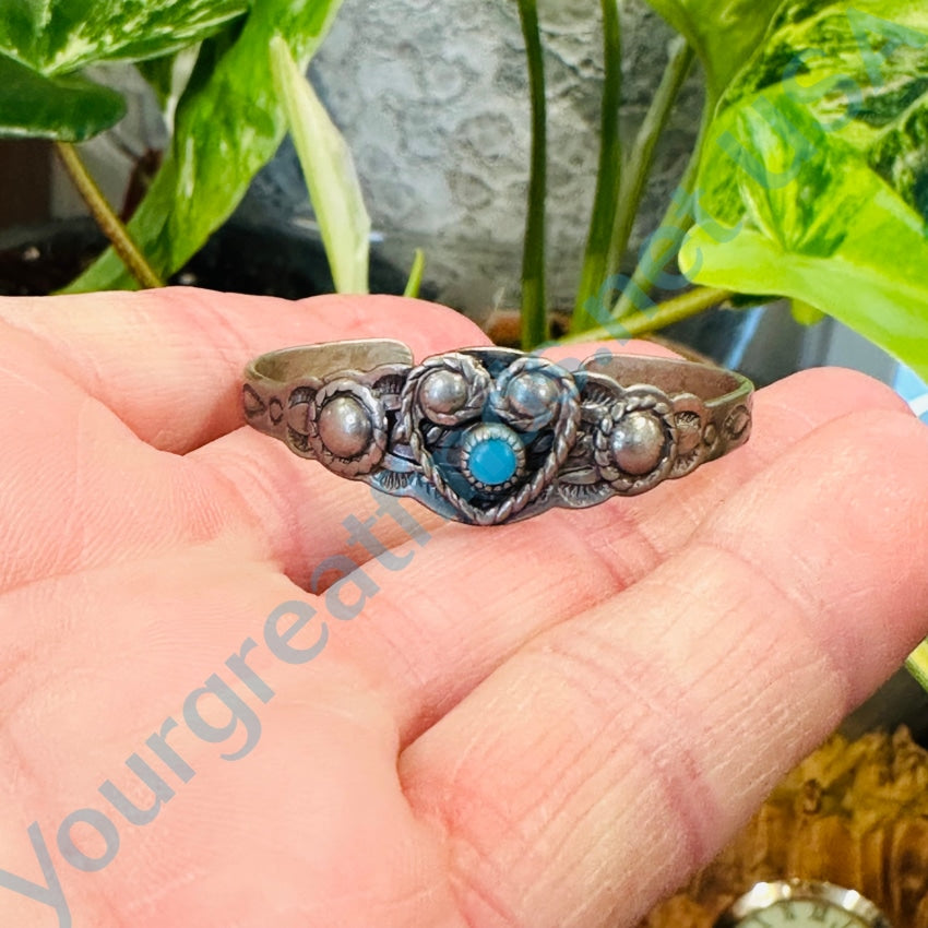 Vintage Southwestern Nickel Silver Heart Bracelet with Bells for Kids | Handmade Children's Jewelry | Perfect for Festivals, Parties & Special Occasions