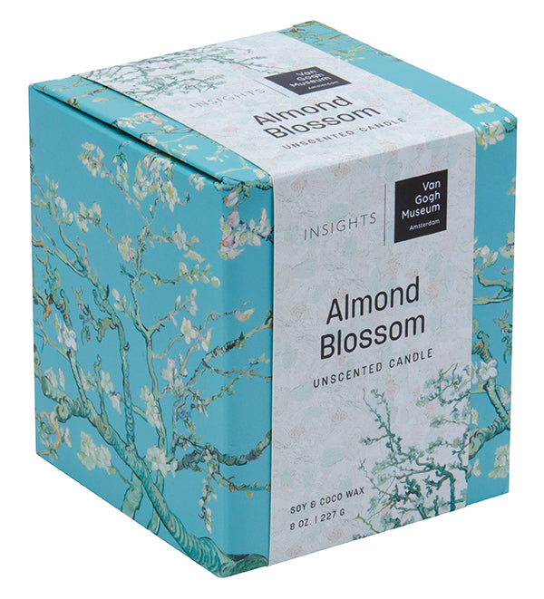Van Gogh Almond Blossom Unscented Glass Candle - Decorative Art Glass Jar for Home Decor, Wedding Centerpieces & Gift Giving