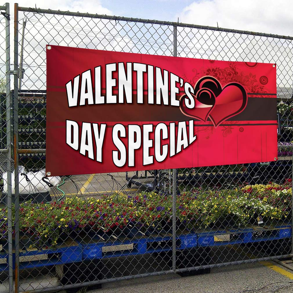 Custom Vinyl Banner - Valentine's Day Special (60x144 Inches) | Weatherproof Outdoor Yard Sign with 10 Grommets | Perfect for Holidays, Events & Commercial Use | Great for Parties, Weddings & Store Promotions