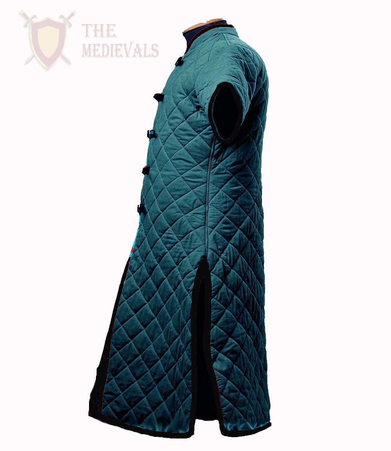 THE MEDIEVALS Thick Padded Short Sleeve Gambeson Coat - Medieval Aketon Jacket Armor for LARP, Cosplay & Renaissance Fairs - Breathable Cotton Fabric for Historical Reenactment & Costume Events