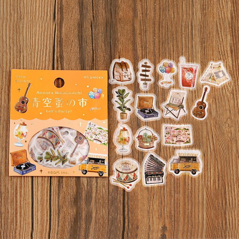 Aozora Flea Market Let's Party Flake Sticker - Fun Decorative Stickers for Scrapbooking, Journals, DIY Crafts & Party Decorations
