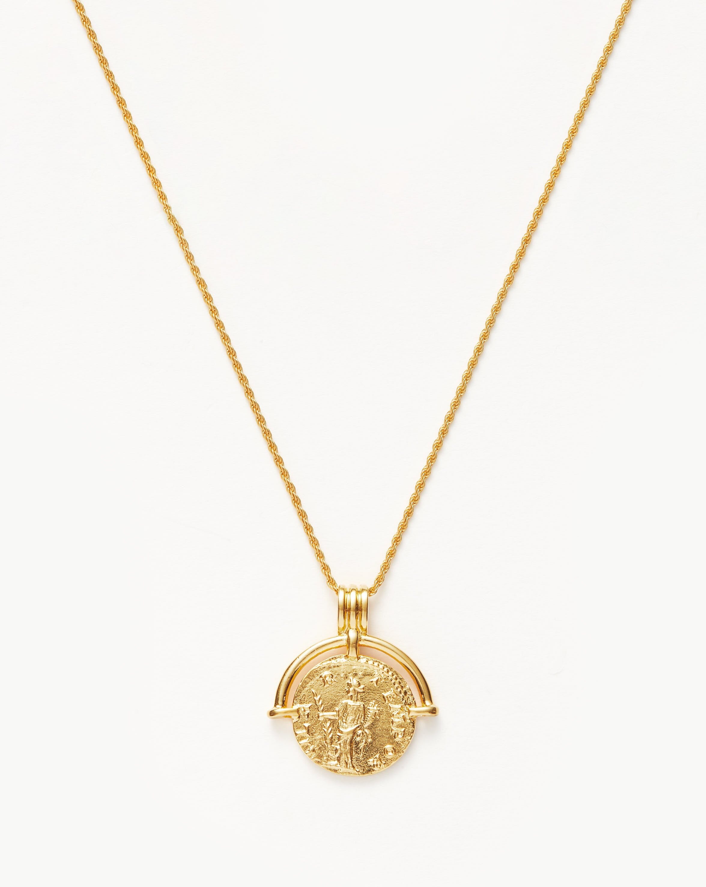 Lucy Williams Medium Engravable Roman Arc Coin Necklace - 18k Gold Plated Jewelry for Women | Perfect Gift for Anniversary, Birthday & Special Occasions