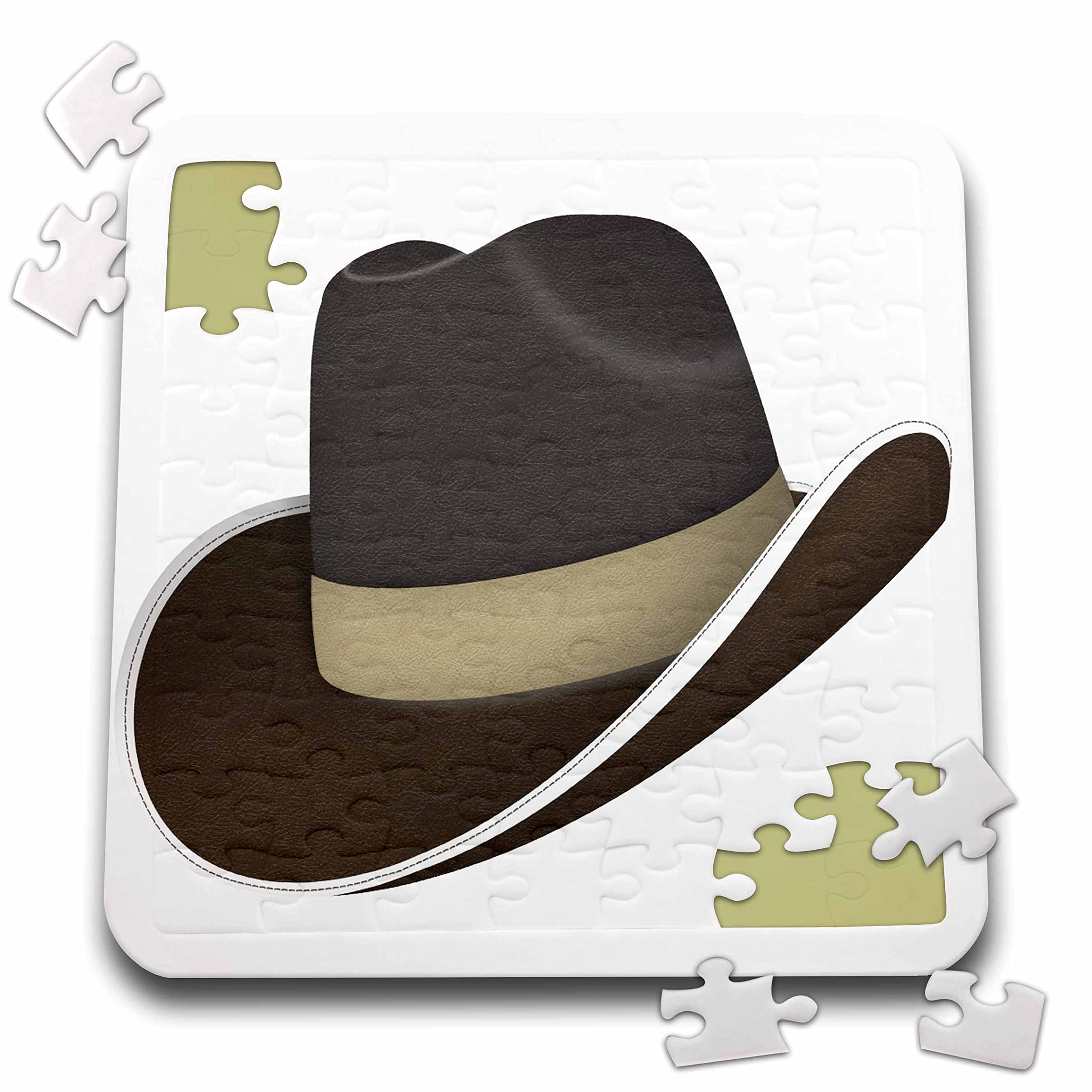 3D Rose Cute Brown Cowboy Hat Illustration Jigsaw Puzzle 1000 Pieces - Western Theme Art Puzzle for Adults & Teens - Perfect for Home Decor, Gifts & Puzzle Enthusiasts