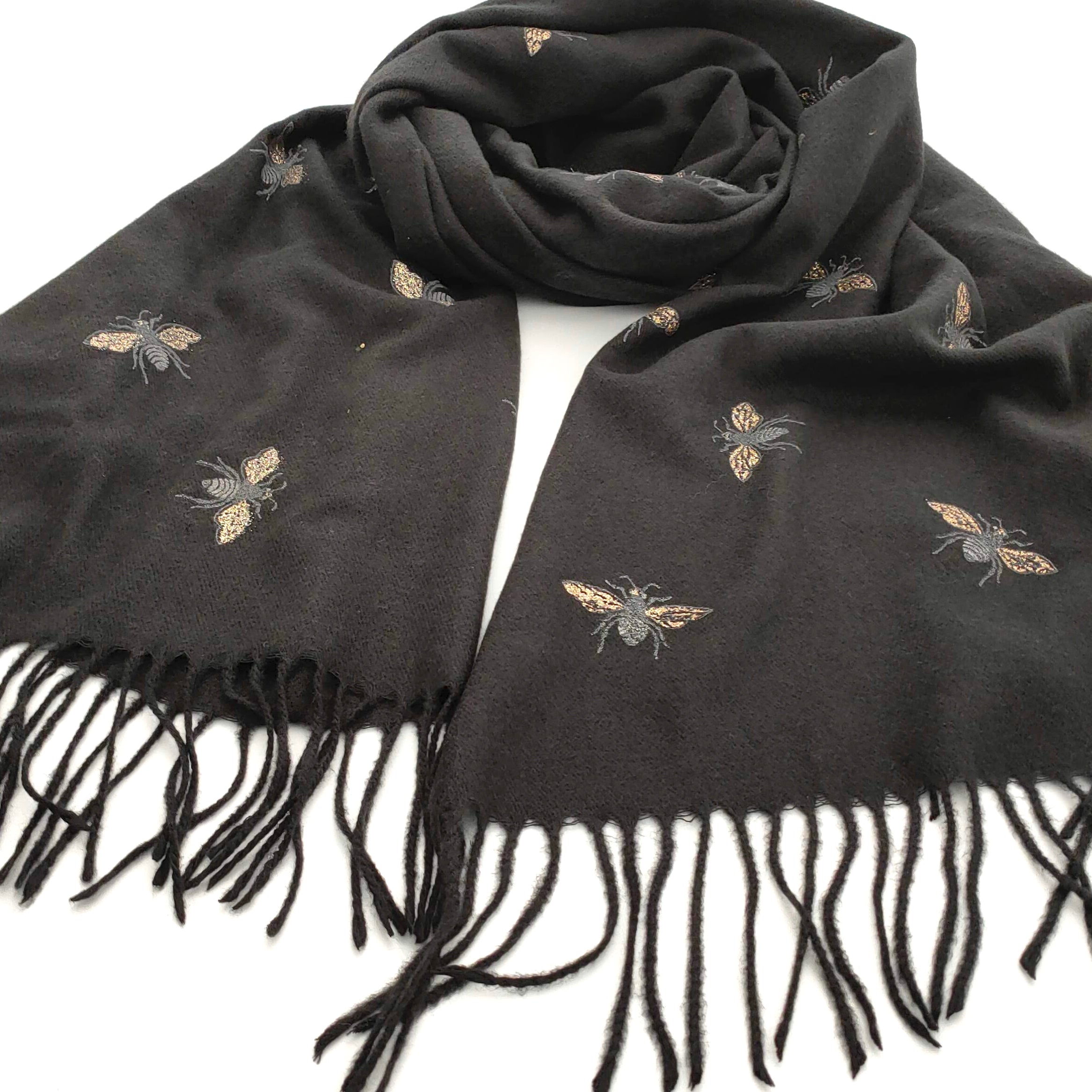 Remo Glitter Bee Pashmina Style Scarf - Elegant Sparkling Shawl for Women, Perfect for Parties, Weddings & Evening Events