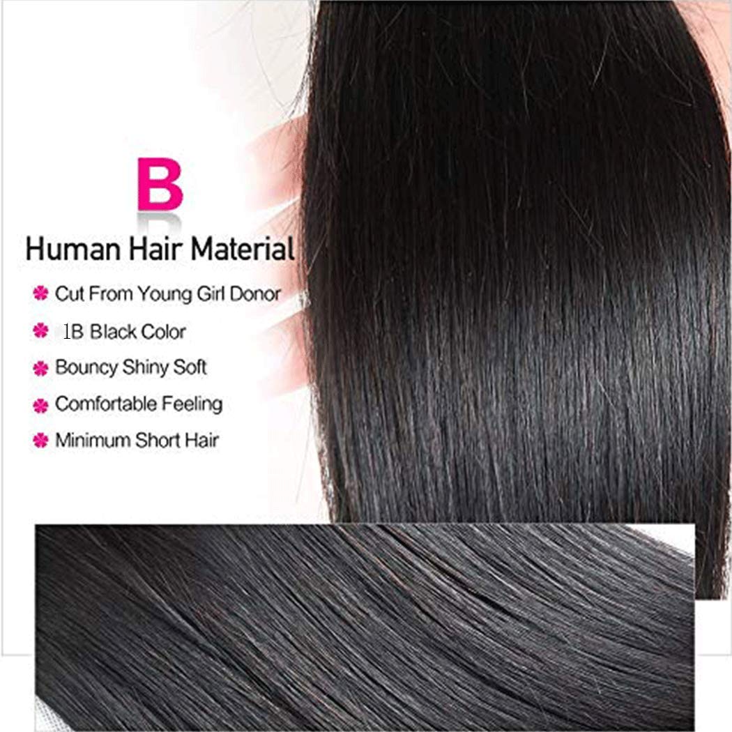 Virgin Straight Human Hair 4 Bundle Deals - 9A Malaysian Straight Weave Hair (24, 24, 26, 26 Inch) 1B Color Natural Hair Extensions for Styling & Volume - Perfect for Daily Wear, Parties & Special Occasions