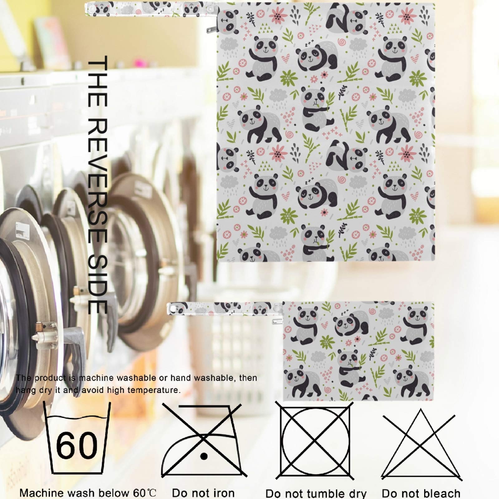 Visesunny 2-Pack Cute Panda Wet Bags with Zippered Pockets - Washable & Reusable Waterproof Storage for Diapers, Swimsuits, Gym Clothes - Perfect for Travel, Beach, Pool, Daycare, Stroller & Toiletries Organization