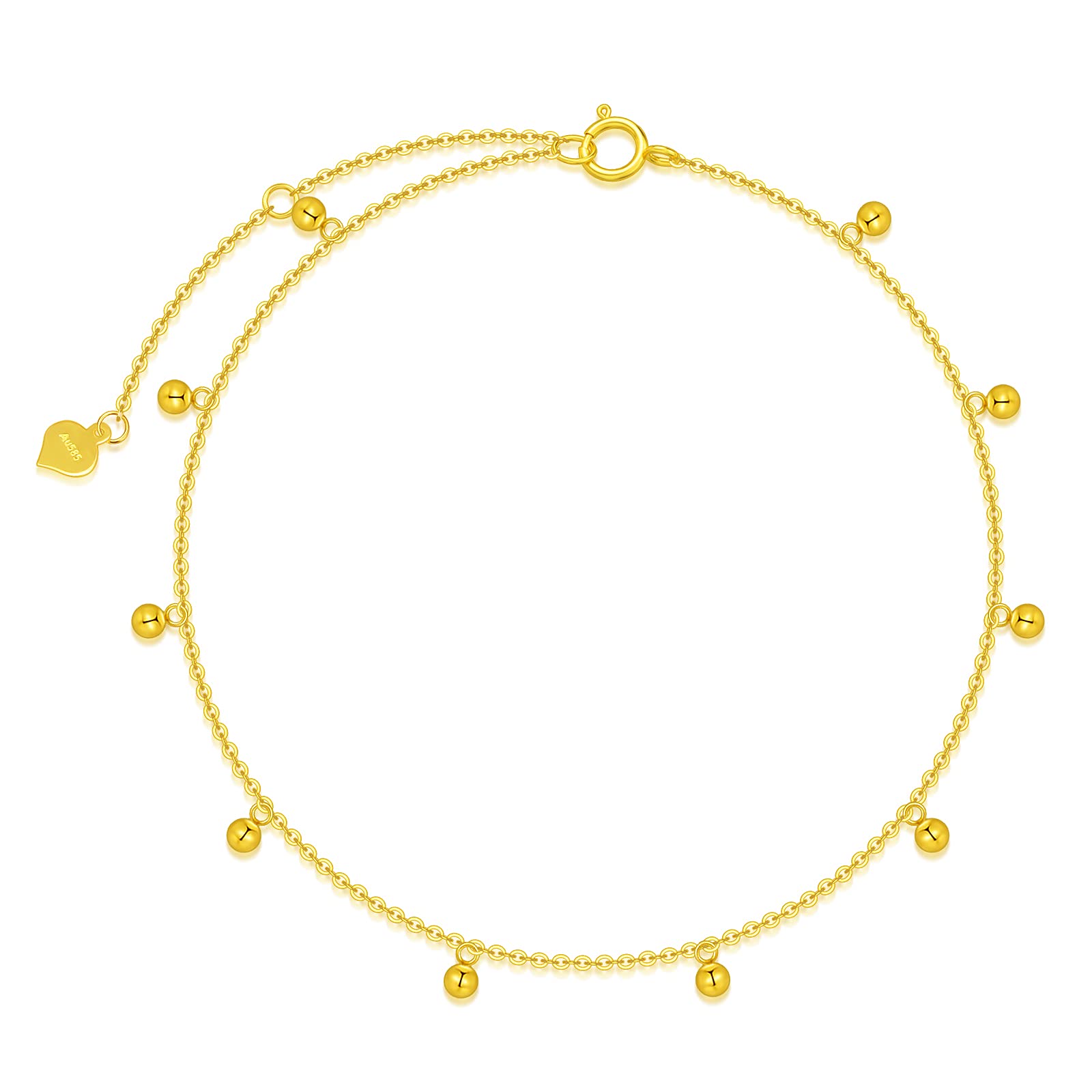 14K & 18K Solid Gold Bracelets for Women - Real Gold Bead Thin Chain Bracelet - Elegant Jewelry for Everyday Wear, Special Occasions & Gifts