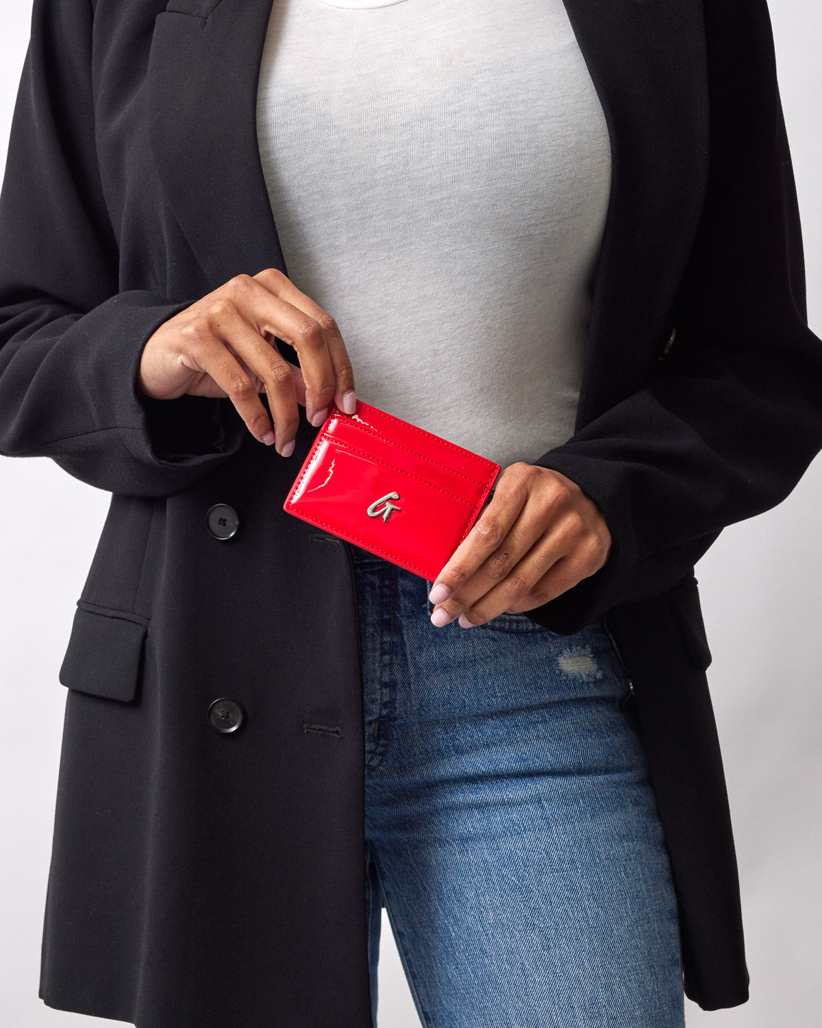Premium Standard Silver Card Holder with Mirror Red Finish - Slim & Stylish Wallet for Credit Cards, IDs, and Business Cards - Perfect for Everyday Use, Travel, and Gifting