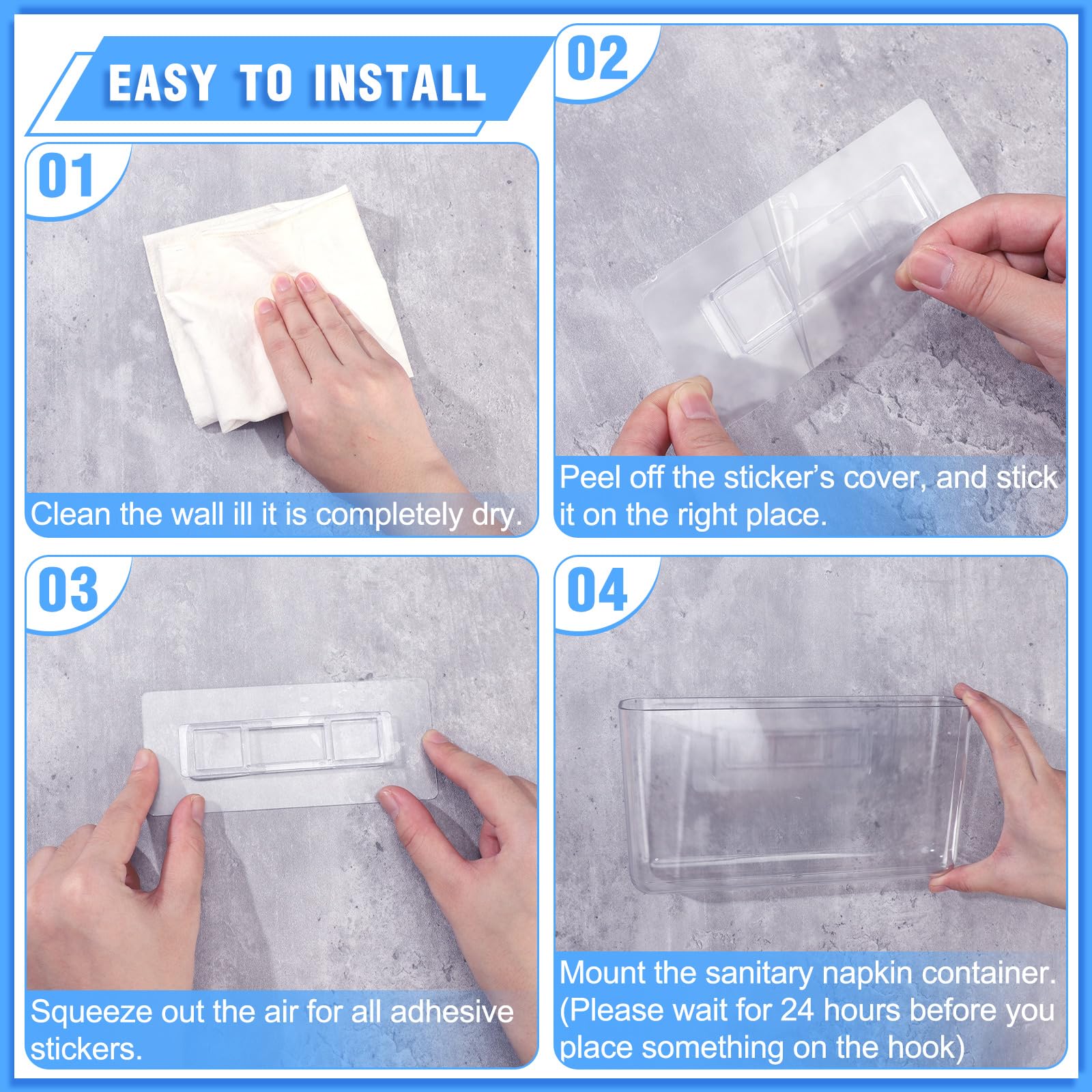 Suzile 6-Pack Clear Acrylic Wall Mount File Organizer - Adhesive Cabinet Door Storage Box for Office, Kitchen, Bathroom, Bedroom & Garage - Perfect for Documents, Spices, Toiletries & Craft Supplies (Large Size)