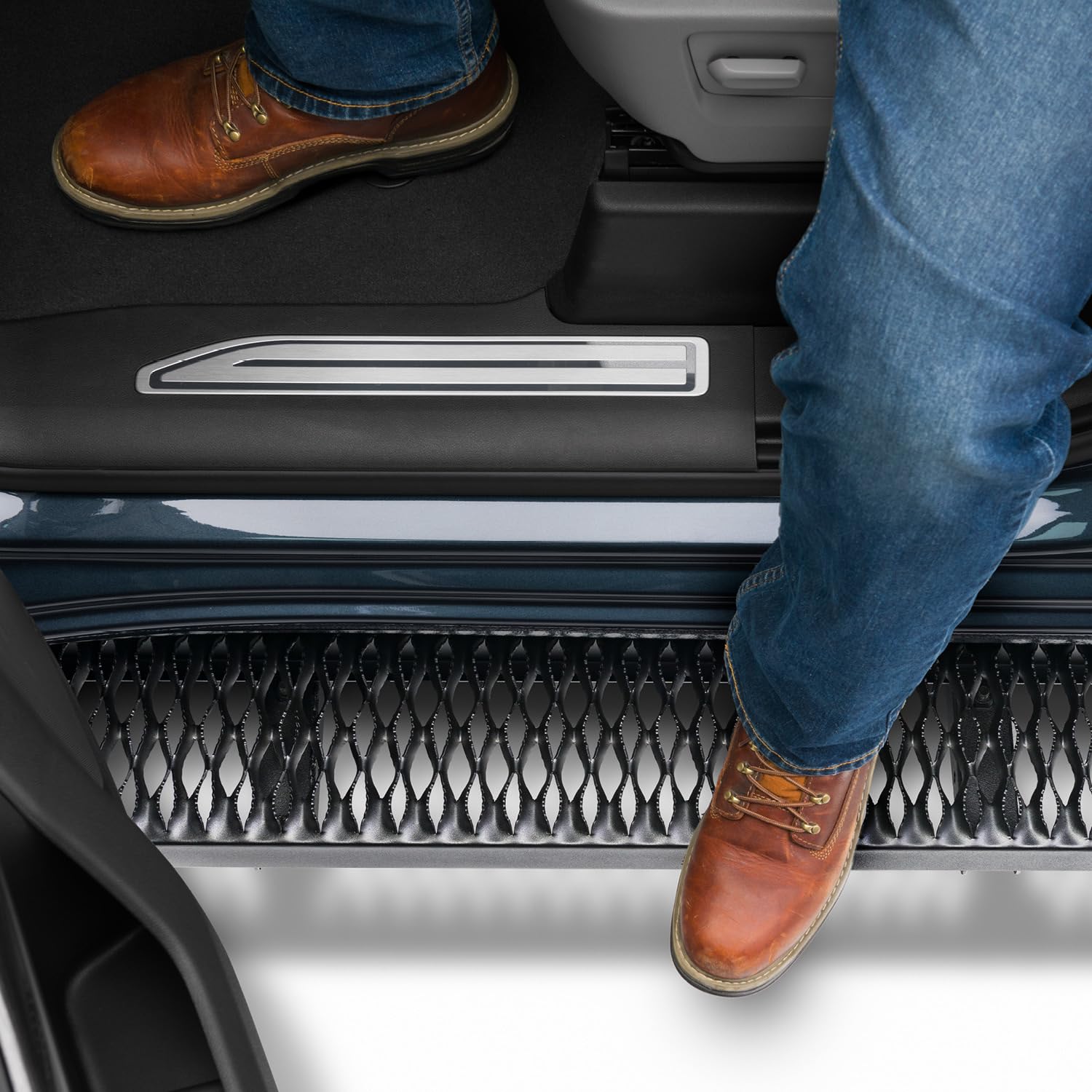 RealTruck Growler Steps - Heavy Duty Rear Door Step for Ford Transit & Mercedes Sprinter Vans (2007-2018) | Rust-Proof Aluminum with Textured Black Finish | GFF19VR-TX | Perfect for Work Vans, Delivery Trucks & Camping Vehicles