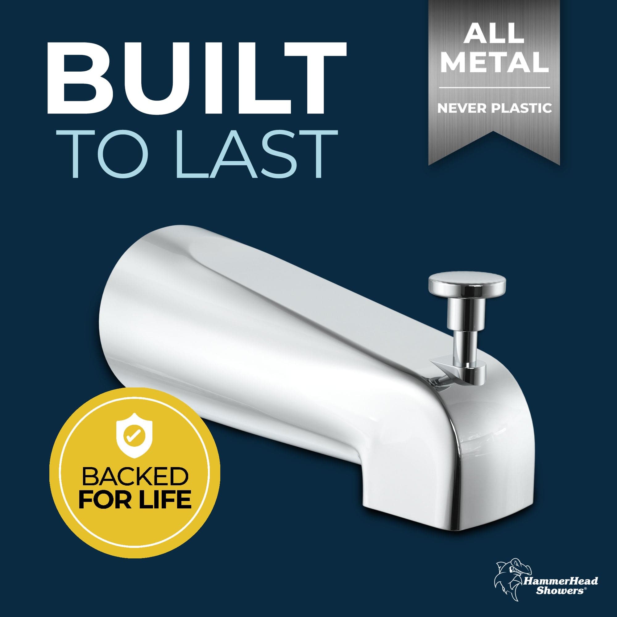 All Metal Tub Spout with Built-In Diverter - Premium Bathroom Faucet for Bathtub - Perfect for Home Renovation & Bathroom Upgrades
