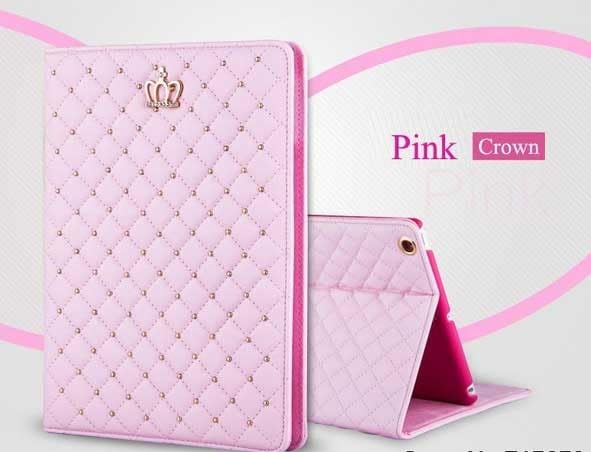 Topwin Bling Crystal iPad Case for iPad 9.7 (2018/2017), iPad Air 2/1 - Elegant PU Leather Smart Cover with Auto Sleep/Wake, Shockproof Stand Case for iPad 5th/6th Gen (Pink, No Buckle) - Perfect for Work, School & Travel Protection